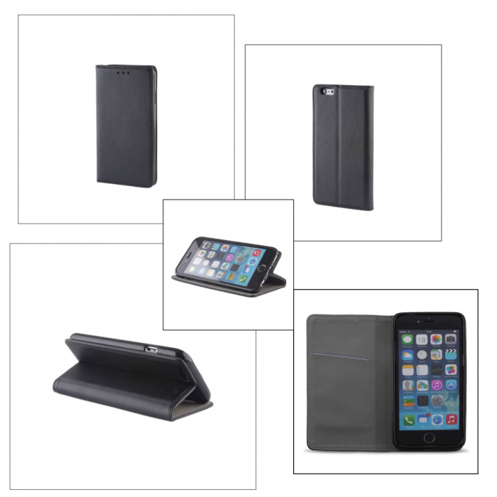 Husa tip carte, compatibila cu Samsung Galaxy A25 5G, premium flip book cu inchidere magnetica si functie stand, buzunar card, neagra [4]