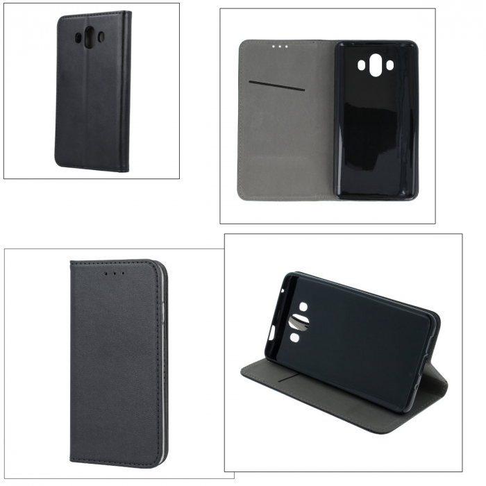 Husa tip carte, compatibila cu Samsung Galaxy A54 5G, premium flip book cu inchidere magnetica si functie stand, buzunar card, neagra [4]