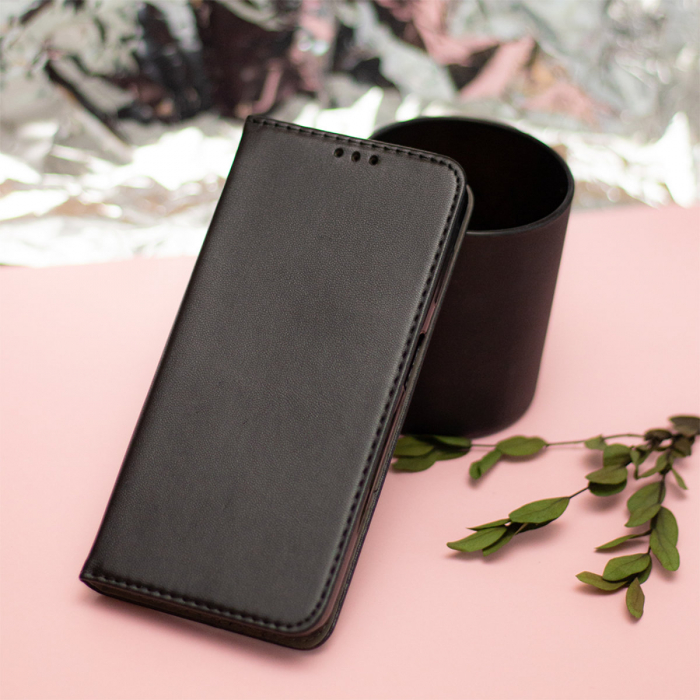 Husa tip carte, compatibila cu Xiaomi Redmi 14C 4G, premium flip book cu inchidere magnetica si functie stand, buzunar card, negru mat [3]