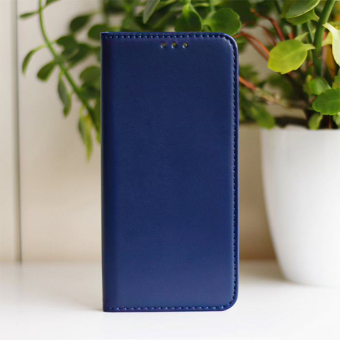 Husa tip carte, compatibila cu Xiaomi Redmi Note 13 5G, premium flip book cu inchidere magnetica si functie stand, buzunar card, albastru mat [4]