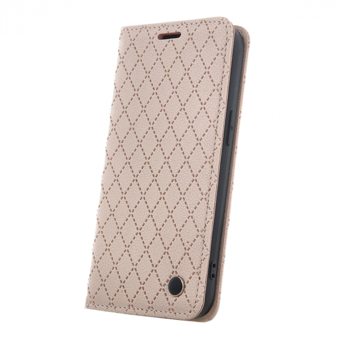 Husa tip carte, Smart Caro, compatibila cu Samsung Galaxy A55 5G, cu inchidere magnetica si functie stand, buzunar card, bej [1]
