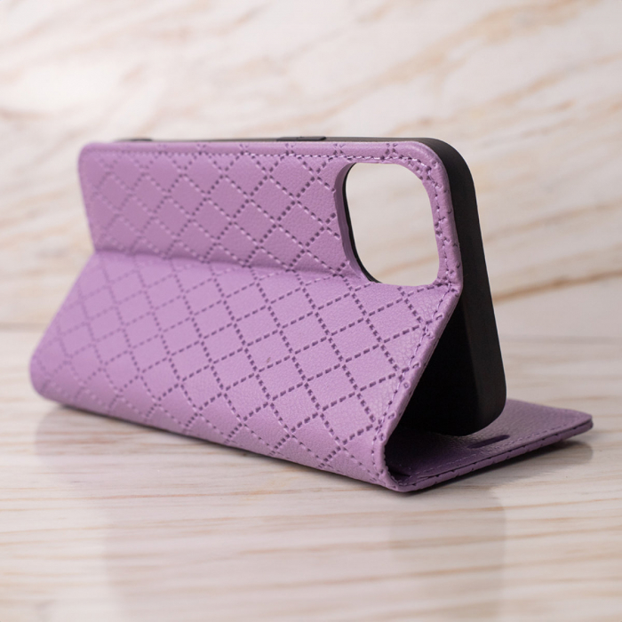 Husa tip carte, Smart Caro, compatibila cu Samsung Galaxy A55 5G, cu inchidere magnetica si functie stand, buzunar card, mov [4]