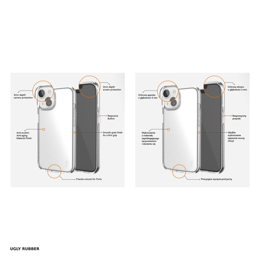 Husa Ugly Rubber Vogue pentru Apple iPhone 14 Pro, Carcasa, Transparent [5]