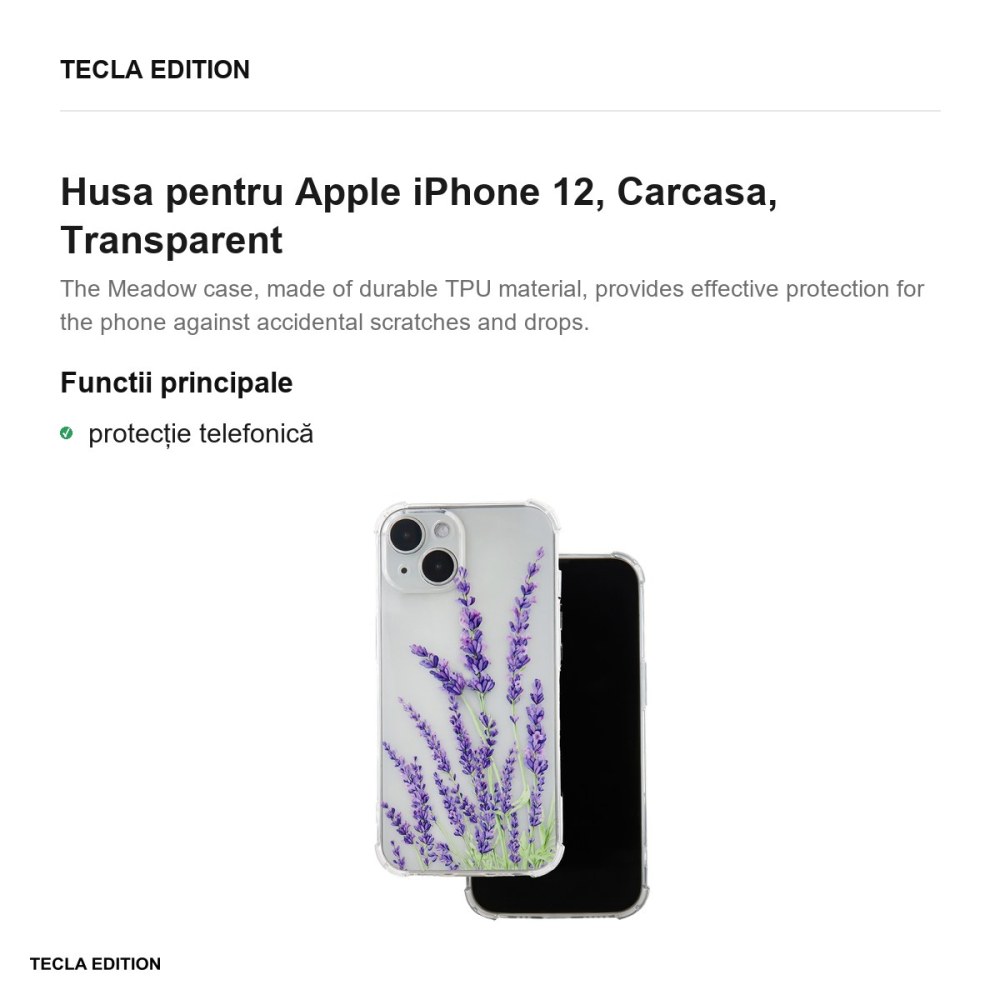 Husa Ultra Trendy Meadow 2 pentru Apple iPhone 12, Carcasa, Transparent [2]