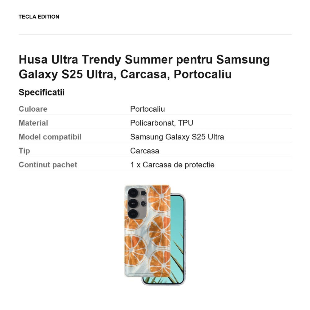 Husa Ultra Trendy Summer pentru Samsung Galaxy S25 Ultra, Carcasa, Portocaliu [3]
