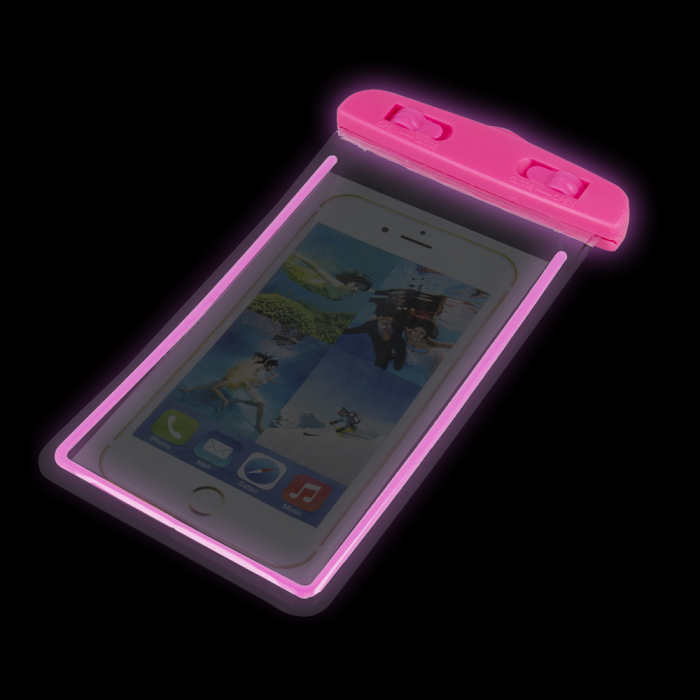 Husa universala impermeabila cu snur de prindere, Waterproof Glow 35277, pentru telefoane 4.8-5.8 inch, roz [2]