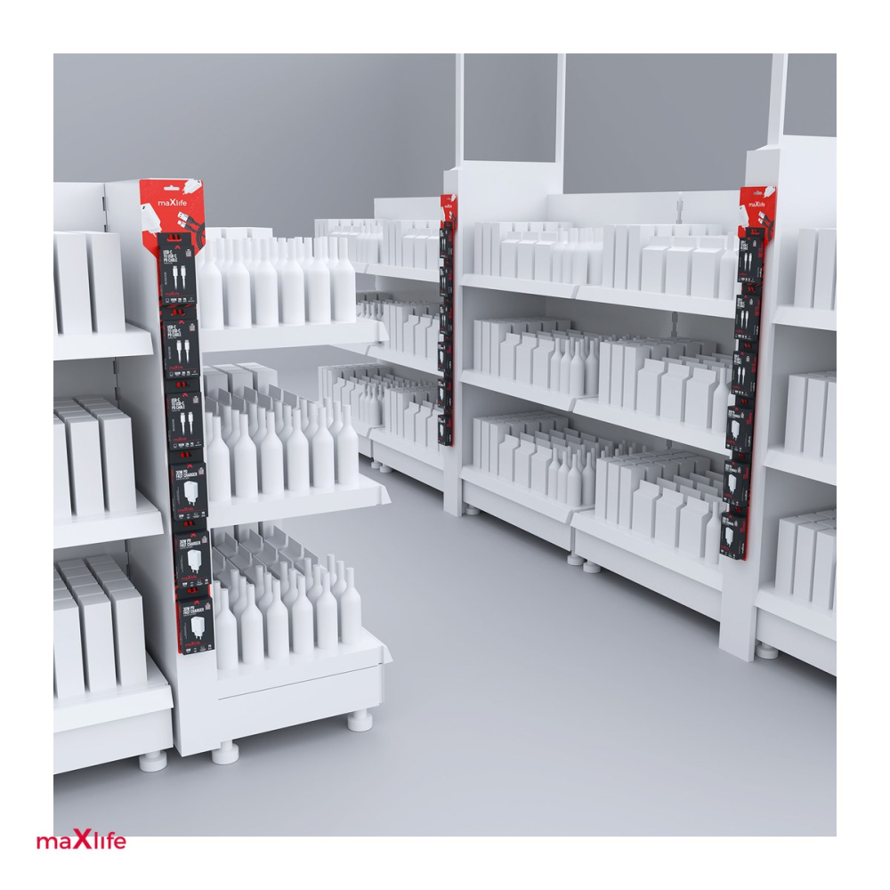 Display de prezentare produse, Maxlife, cu prindere prin agatare, cu 6 agatatoare de blistere, dimensiuni 98.3 x 12.5cm, din plastic rezistent [4]