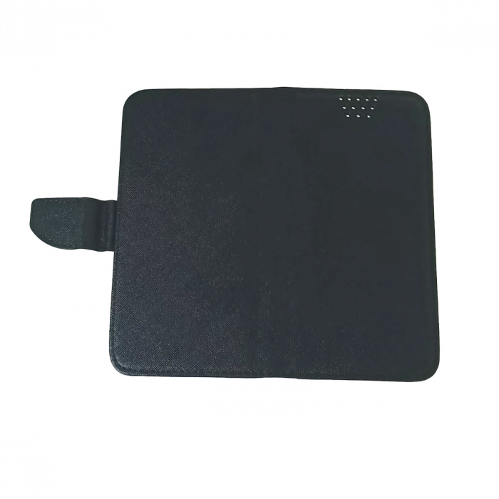 Husa universala pentru smartphone cu ecran de 4.5 inch pana la 5 inch, 141mm x 69mm, tip carte, cu inchidere magnetica si functie stand, buzunar card, Smart Flipbook Universal Silicon, neagra [5]