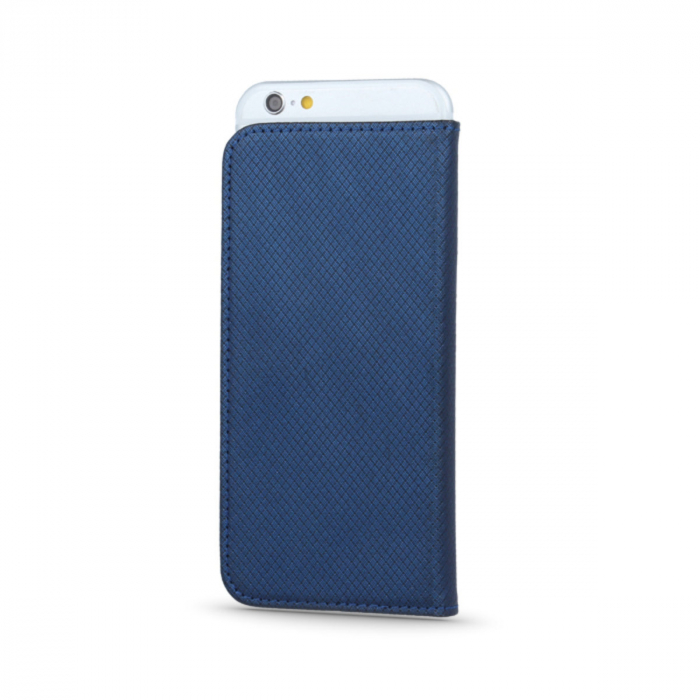 Husa universala pentru smartphone cu ecran de 4.7 inch pana la 5.3 inch, 150mm x 75mm, tip carte, cu inchidere magnetica si functie stand, buzunar card, Smart Flipbook Universal Silicon, albastru inch [4]