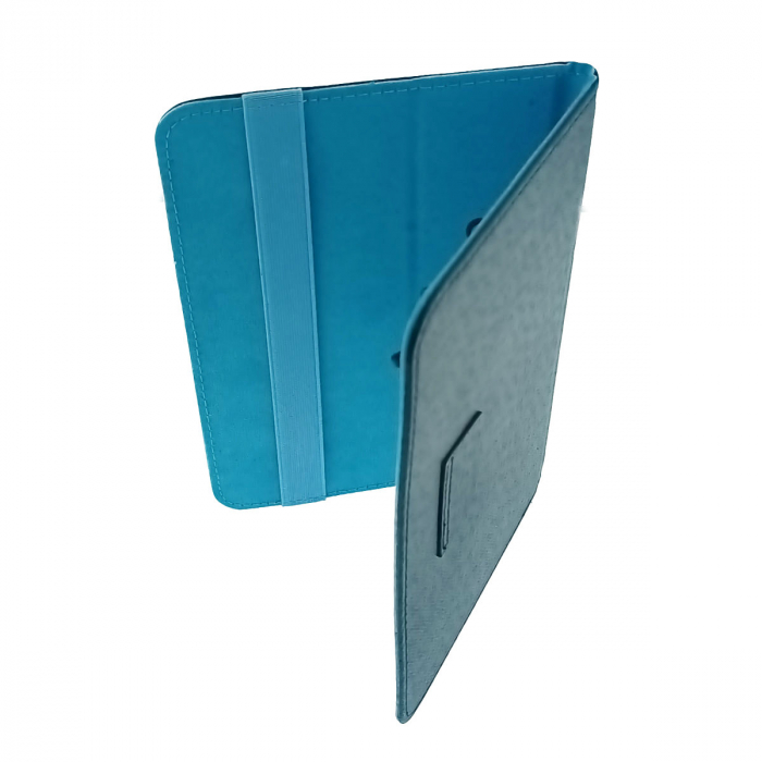 Husa universala tableta 7 - 8 inch, cu suport pliabil vizualizare, banda elastica, 220 x 156 x 15 mm, 130g, neagra cu albastru [1]
