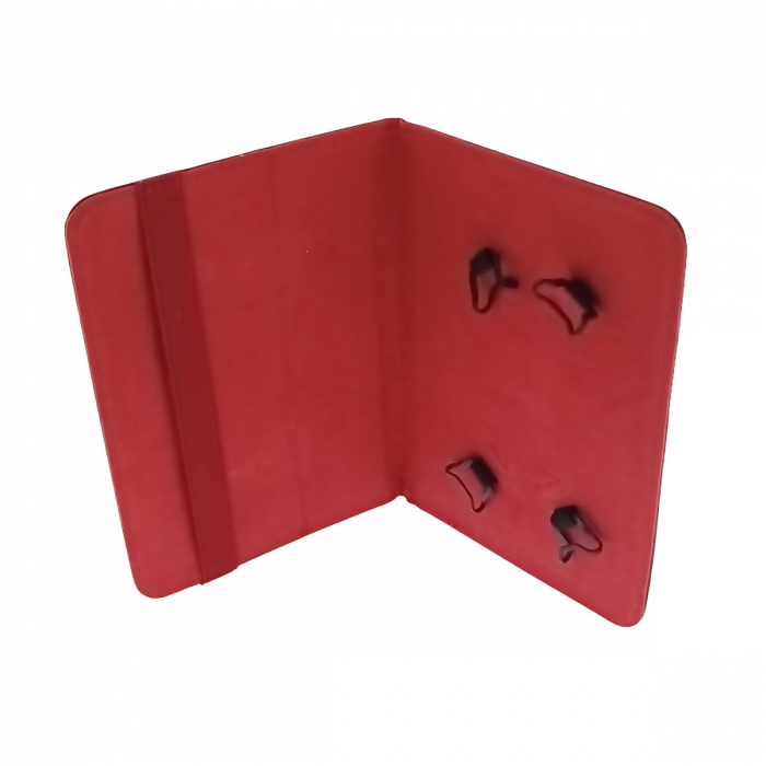Husa universala tableta 7 - 8 inch, cu suport pliabil vizualizare, banda elastica, 220 x 156 x 15 mm, 130g, neagra cu rosu [2]