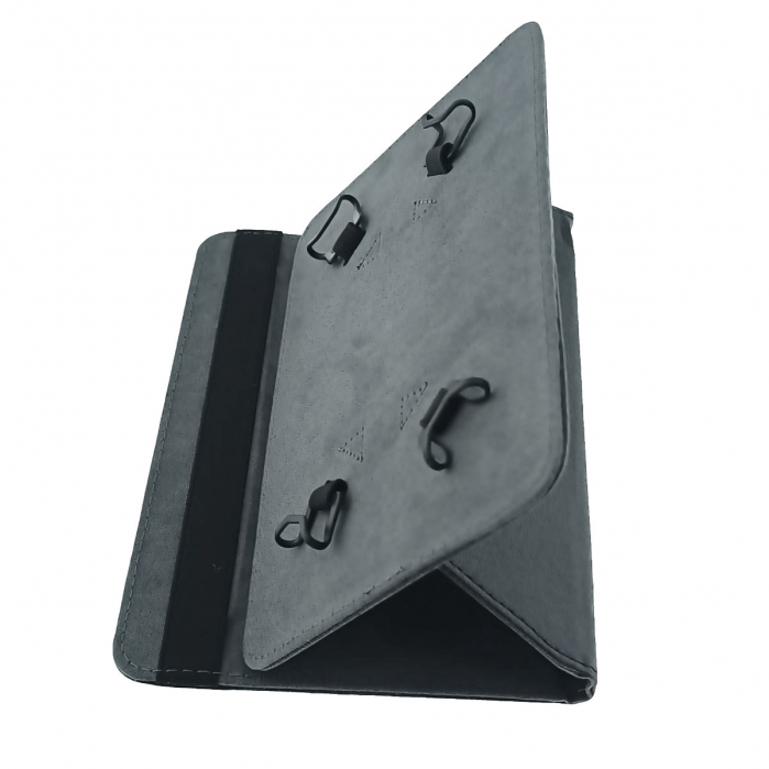 Husa universala tableta 7 - 8 inch, rotativa 360 de grade, cu suport pliabil vizualizare, banda elastica, 216 x 155 x 22 mm, 170g, neagra [2]