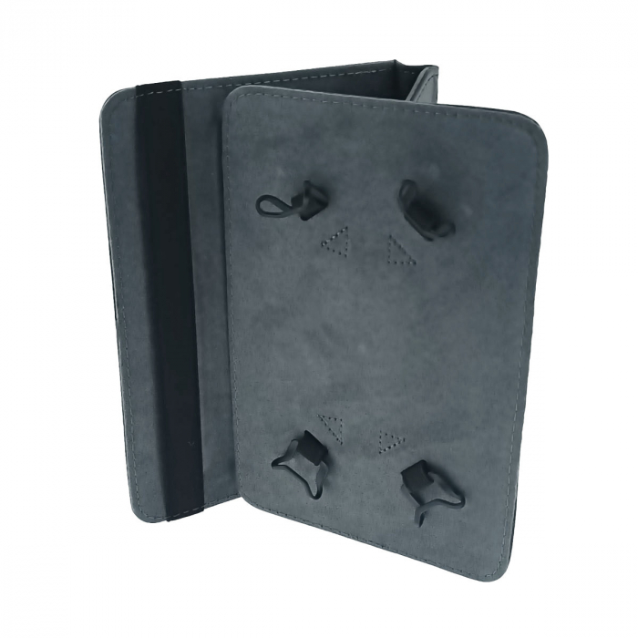 Husa universala tableta 7 - 8 inch, rotativa 360 de grade, cu suport pliabil vizualizare, banda elastica, 216 x 155 x 22 mm, 170g, neagra [3]