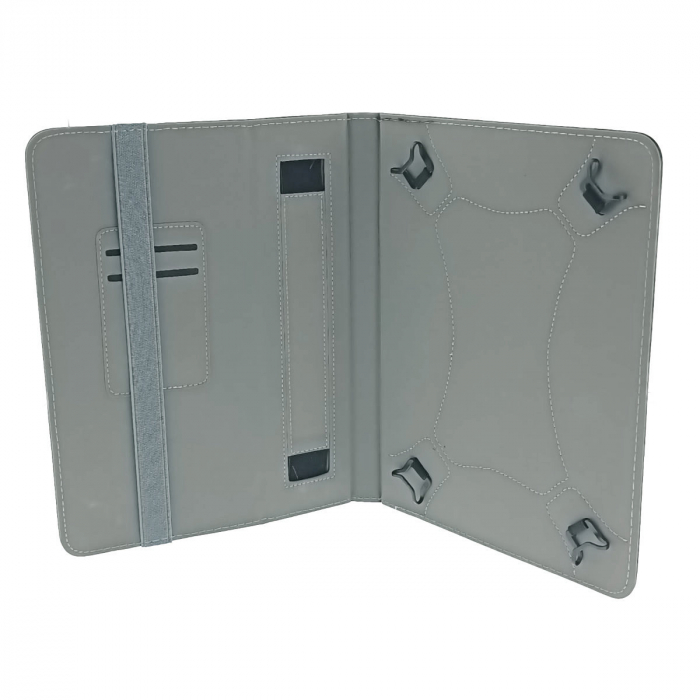 Husa universala tableta 9 - 10 inch, cu suport pliabil vizualizare, buzunar carduri, banda elastica, 270 x 205 x 25 mm, 269g, neagra [2]