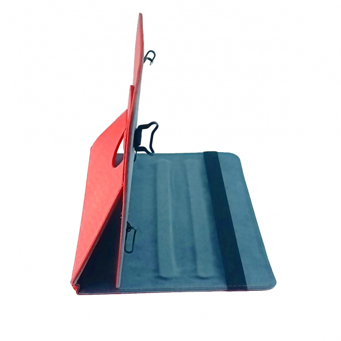 Husa universala tableta 9 - 10 inch, rotativa 360 de grade, cu suport pliabil vizualizare, banda elastica, 268 x 204 x 17 mm, 265g, rosie [2]
