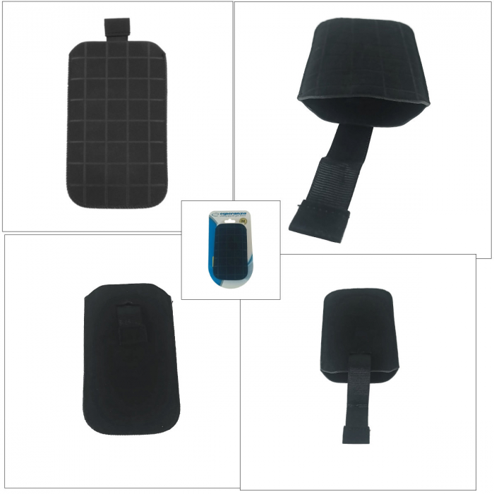 Husa universala tip saculet, din piele ecologica, Esperanza 90572, dimensiune M, 125 x 75 x 15mm, neagra [3]