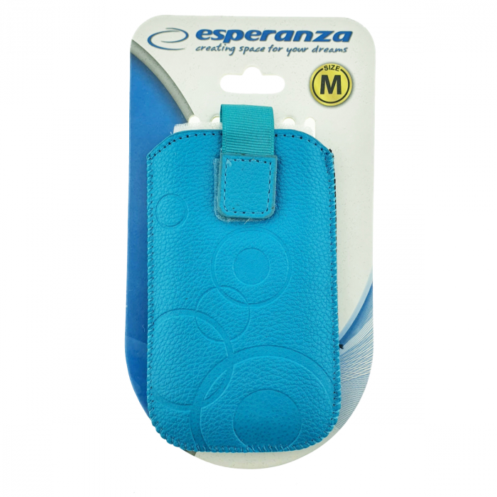 Husa universala tip saculet, din piele ecologica, Esperanza 90662, dimensiune M, 125 x 75 x 15mm, albastra deschis [5]