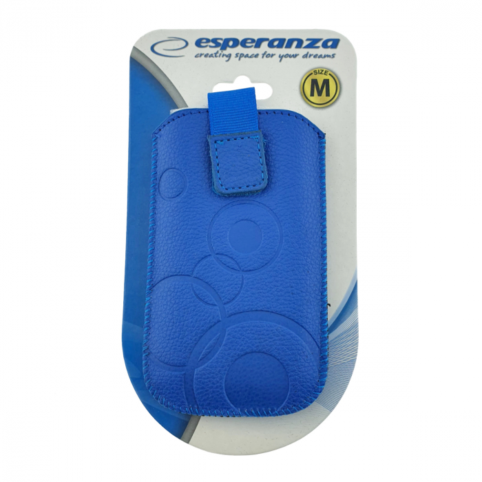 Husa universala tip saculet, din piele ecologica, Esperanza 90662, dimensiune M, 125 x 75 x 15mm, albastra inchis [5]