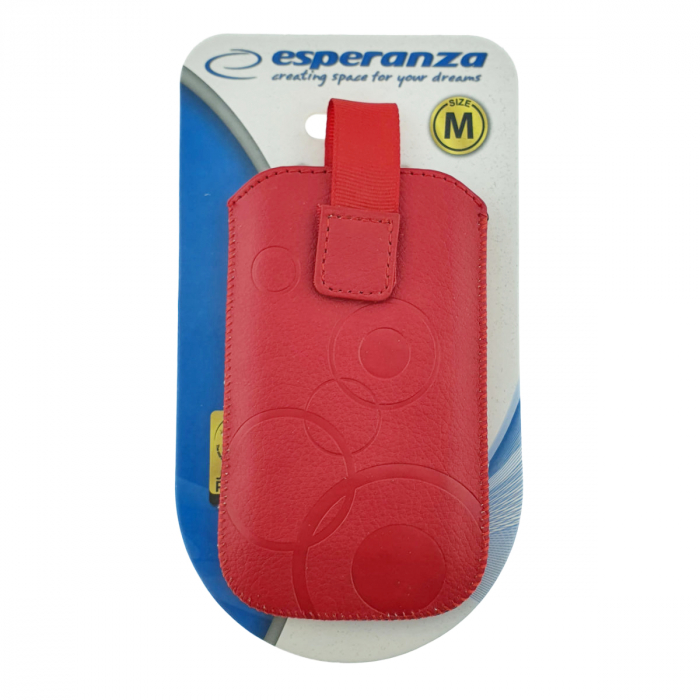 Husa universala tip saculet, din piele ecologica, Esperanza 90662, dimensiune M, 125 x 75 x 15mm, rosie [5]
