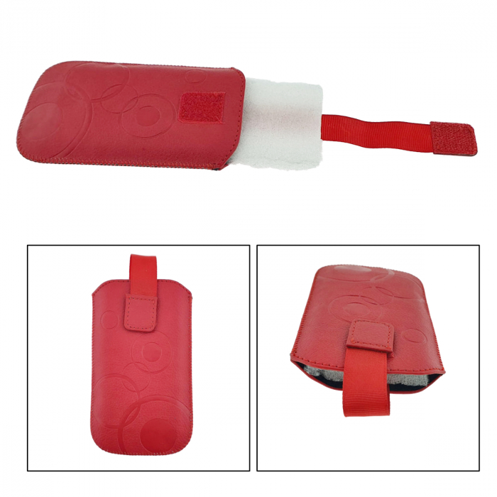Husa universala tip saculet, din piele ecologica, Esperanza 90662, dimensiune M, 125 x 75 x 15mm, rosie [3]