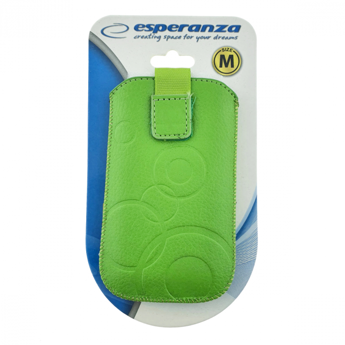 Husa universala tip saculet, din piele ecologica, Esperanza 90662, dimensiune M, 125 x 75 x 15mm, verde [5]