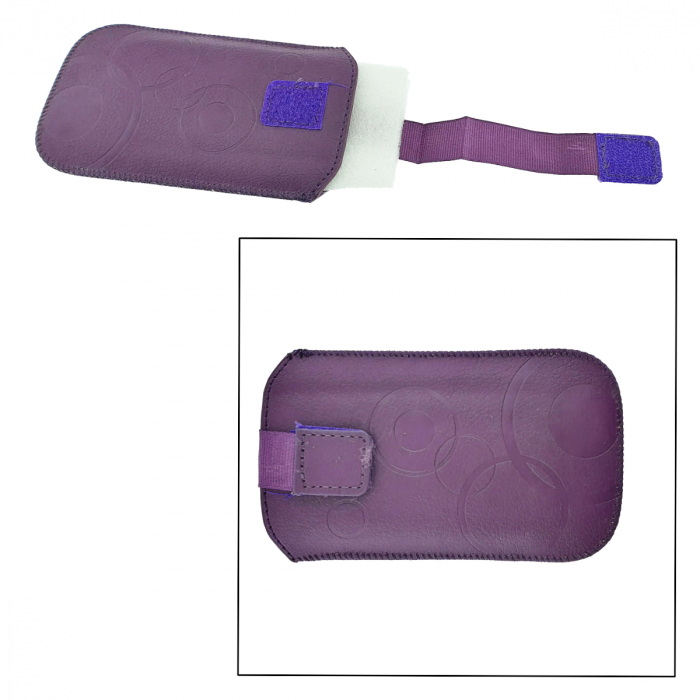 Husa universala tip saculet, din piele ecologica, Esperanza 90662, dimensiune M, 125 x 75 x 15mm, violeta [3]