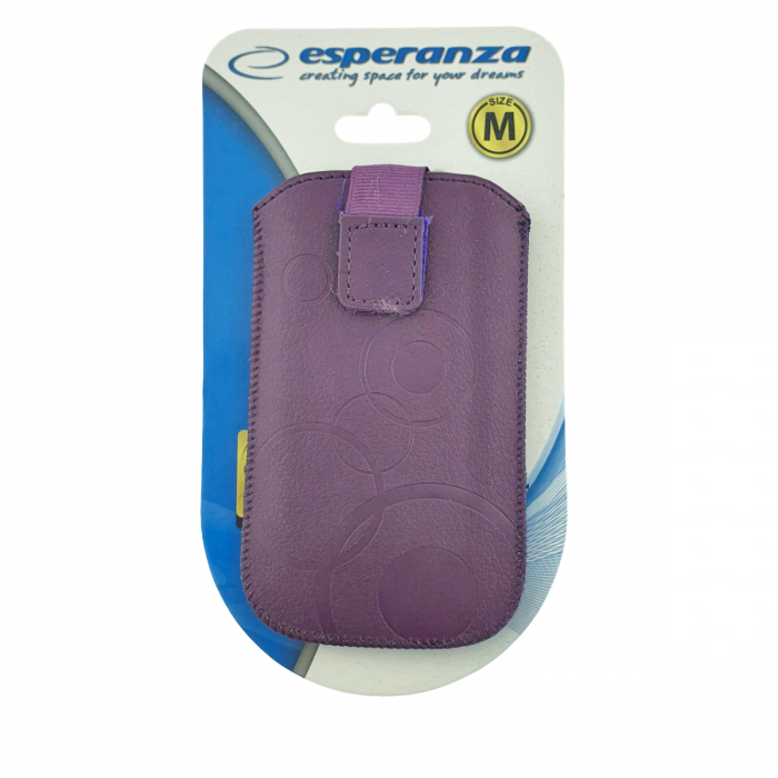 Husa universala tip saculet, din piele ecologica, Esperanza 90662, dimensiune M, 125 x 75 x 15mm, violeta [4]
