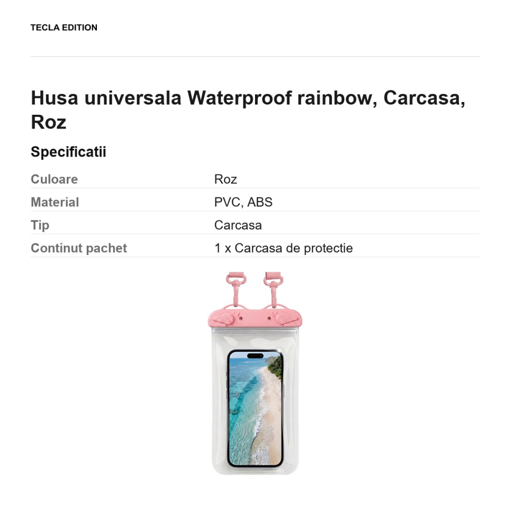 Husa universala Waterproof rainbow, Carcasa, Roz [3]