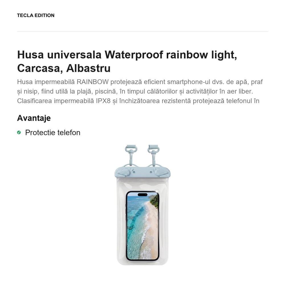 Husa universala Waterproof rainbow light, Carcasa, Albastru [2]