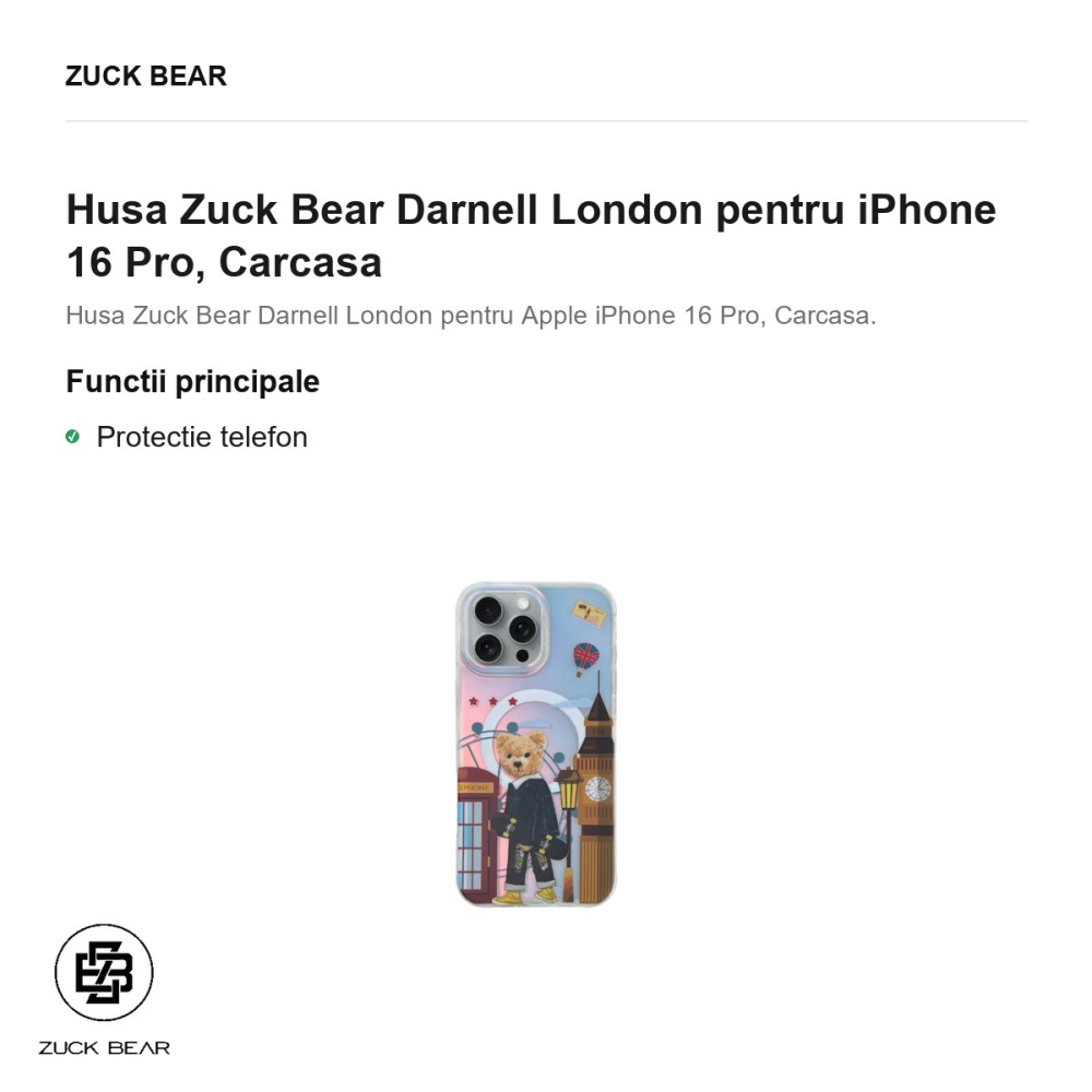 Husa Zuck Bear Darnell London pentru iPhone 16 Pro, Carcasa [2]