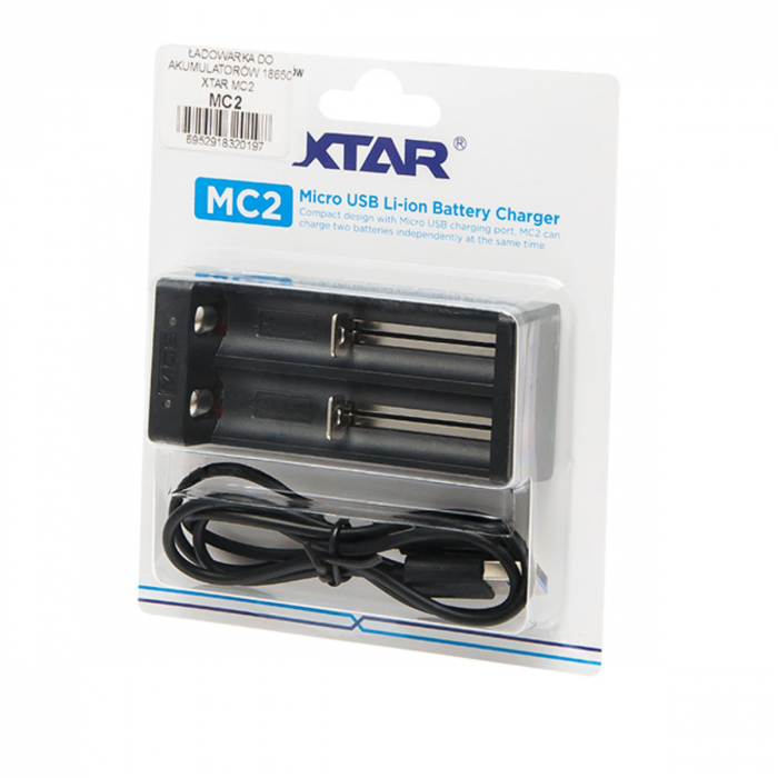 Incarcator acumulatori Li-Ion 2 x tip 18650, XTAR MC2 32019, cablu USB de 81cm, negru [5]