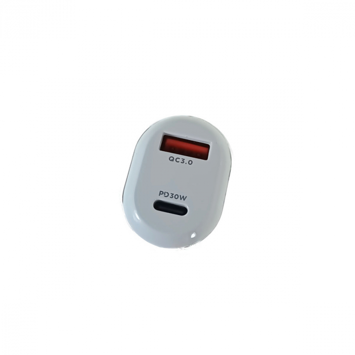 Incarcator auto 52.5W X-START CC117, cu 2 porturi, 1 x USB-C PD 30W, 1 x USB-A QC3.0, cu protectie, alb [4]