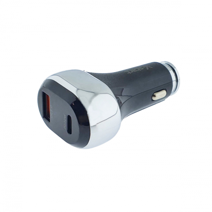 Incarcator auto 52.5W X-START CC117, cu 2 porturi, 1 x USB-C PD 30W, 1 x USB-A QC3.0, cu protectie, negru [3]
