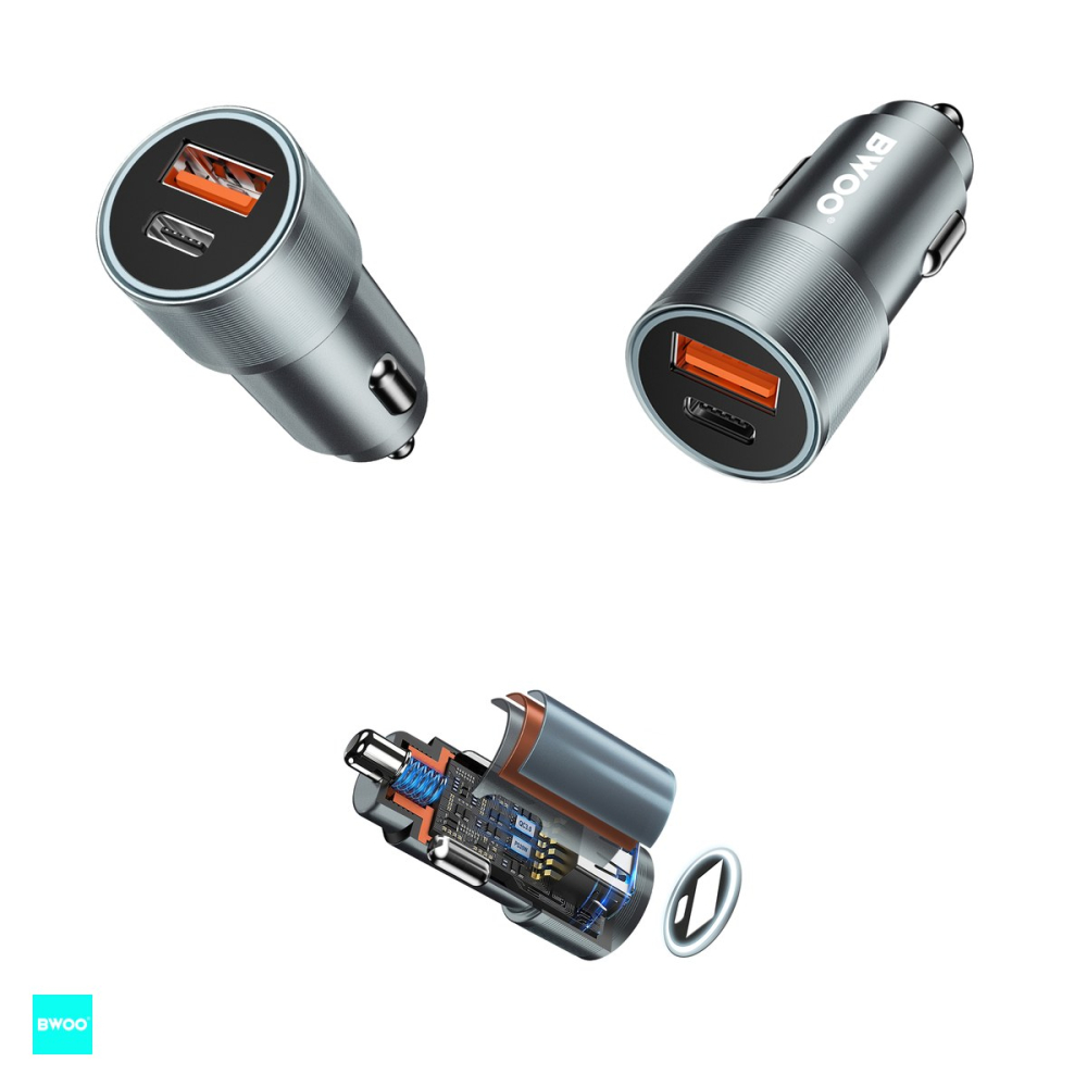Incarcator auto BWOO BO-CC73, PD 38 W, 1x USB-C, argintiu [4]