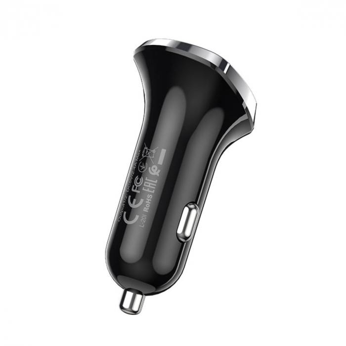 Incarcator auto dual USB, cu afisaj LED, Borofone BZ15, DC 12-24V, 5V 2.4 A, negru [3]