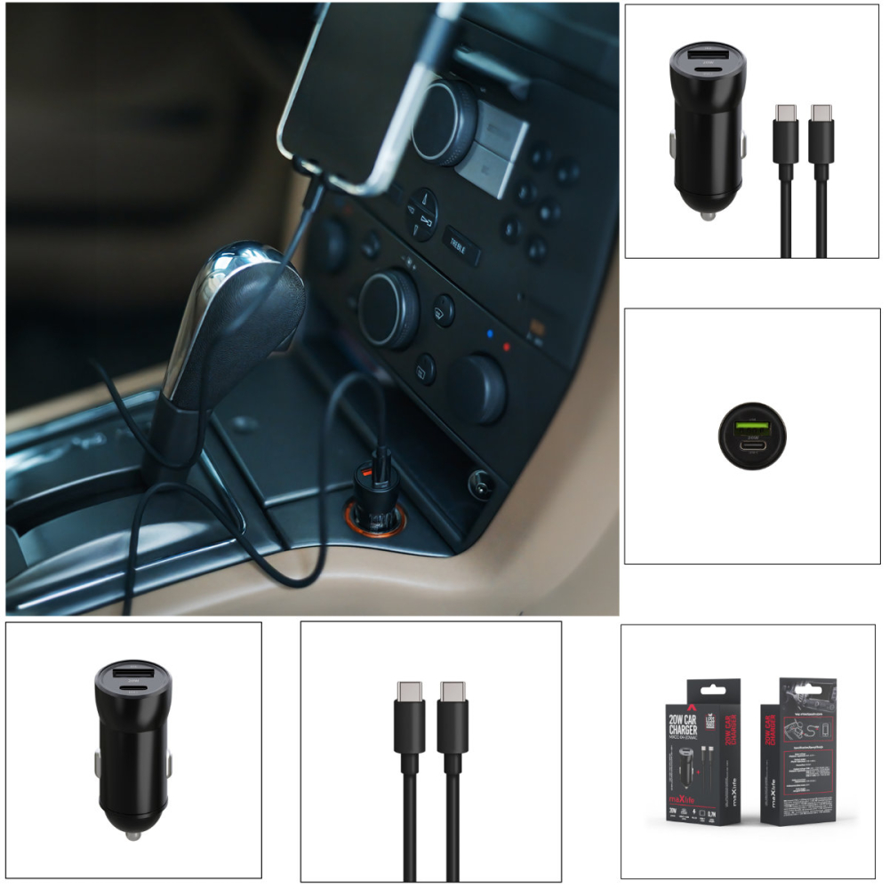 Incarcator Auto Maxlife MXCC-04 cu Incarcare Rapida PD QC 20W, Port Dual USB-C si USB-A, Cablu Inclus 60W, pentru Calatorii si Naveta Zilnica [5]