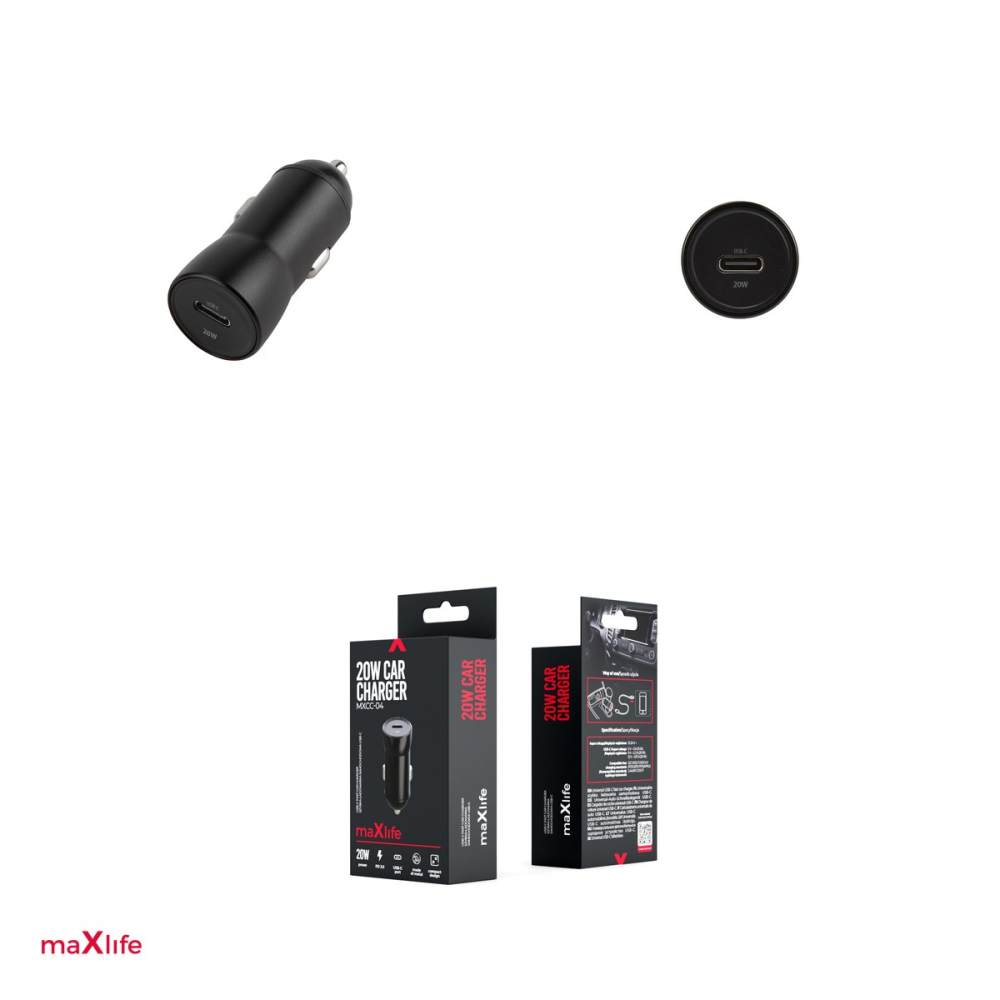 Incarcator auto Maxlife MXCC-04, PD QC 20 W, 1x USB-C, negru [4]
