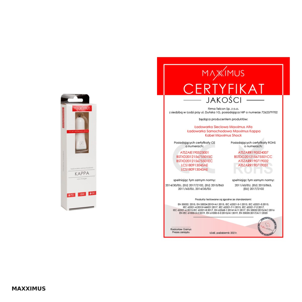 Incarcator auto Maxximus, PD QC 18 W, 1x USB + 1x USB-C, alb [4]