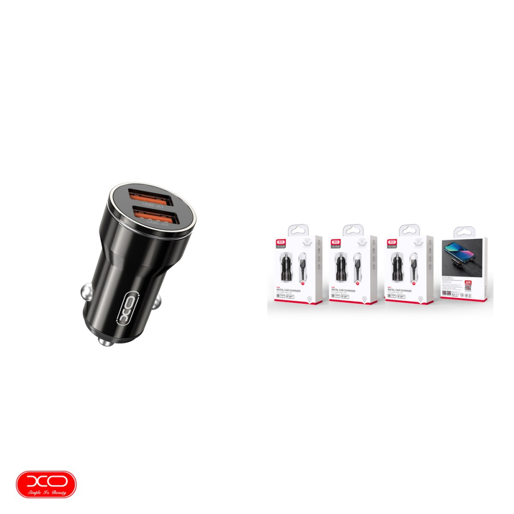 Incarcator auto XO CC48, 2.4 A, 2x USB, cu cablu USB-C, negru [4]