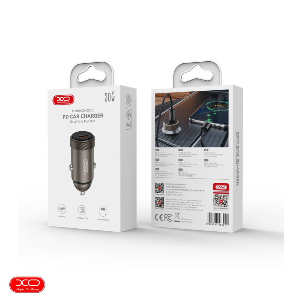 Incarcator auto XO CC70, PD 30 W, 1x USB-C, negru [4]