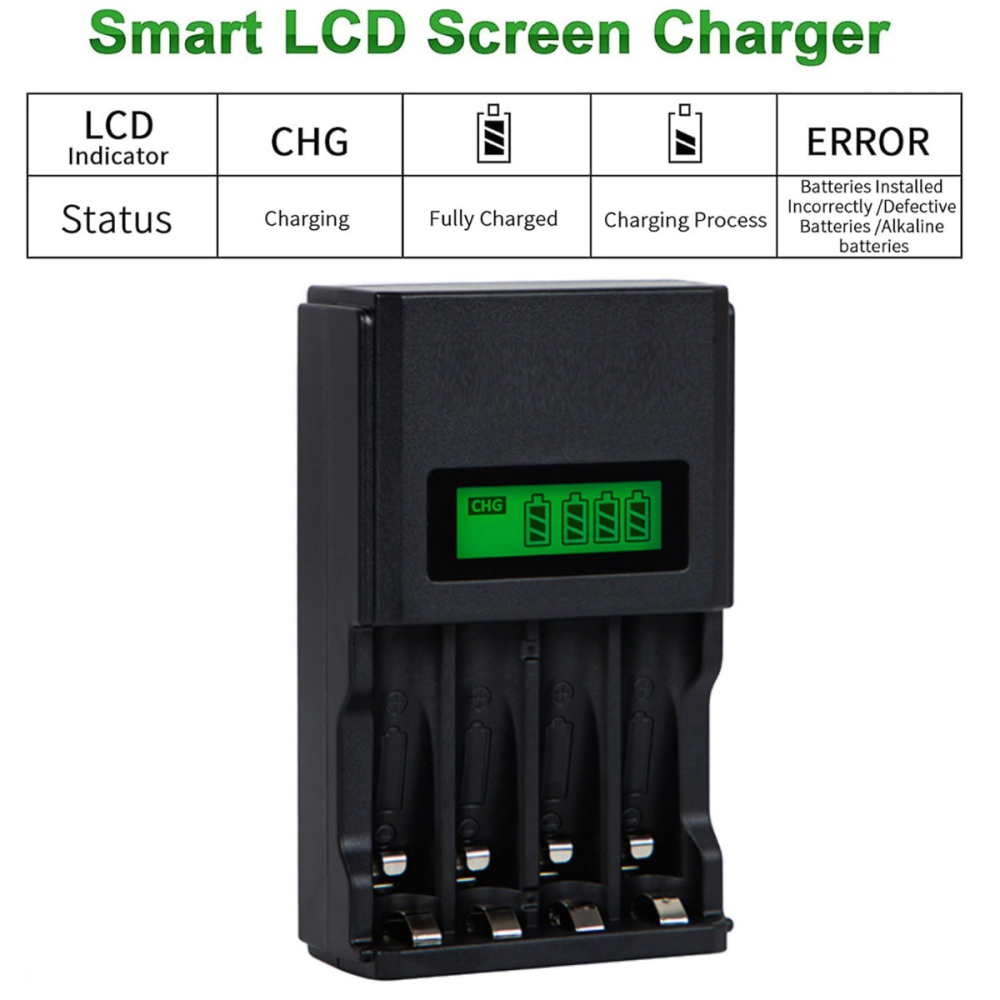 Incarcator baterii AA/AAA cu 4 sloturi si afisaj LCD - XN-107 pentru acumulatori Ni-MH/Ni-Cd, incarcare simultana, display nivel incarcare [6]