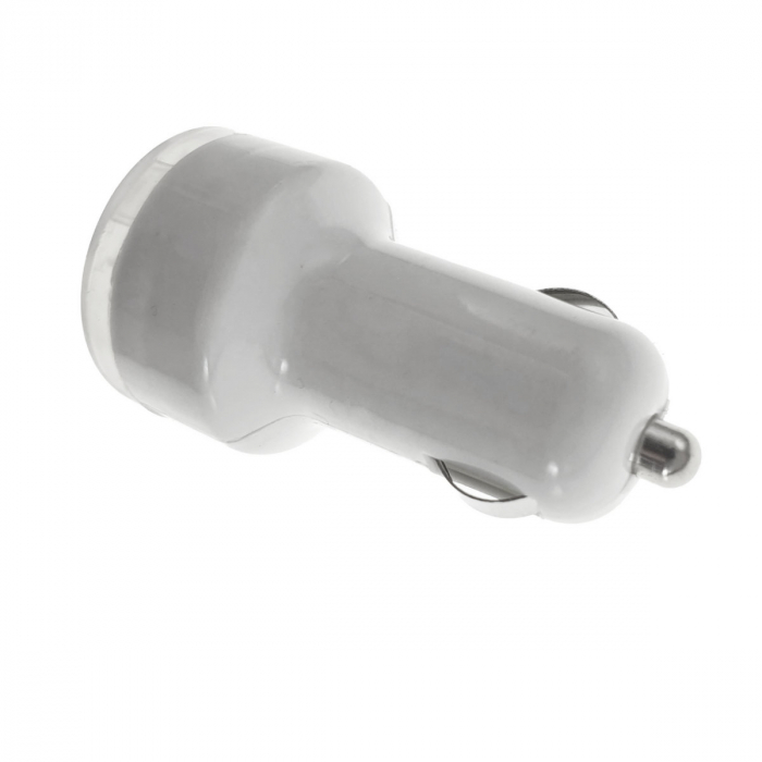 Incarcator de masina, 2xUSB 2.1A si 1A, adaptor USB 5V DC 2.1A, bricheta auto 12-24V DC, alb [2]