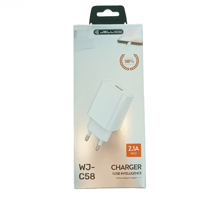 Incarcator de retea cu un port USB, Jellico WJ-C58 92399, 5V, 2.1A, alb [5]