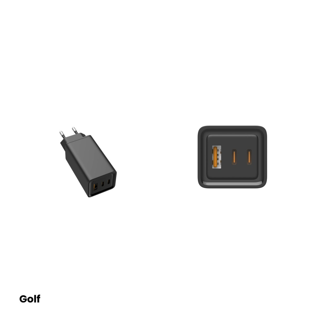 Incarcator de retea Golf GF-U65, 1x USB-A si 2x USB-C PD, 65 W, Fast Charge, culoare neagra [4]