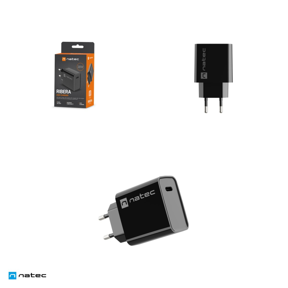 Incarcator de retea Natec Ribera, 1 port USB-C, 20 W, Power Delivery 3.0, Quick Charge 3.0, Samsung AFC, PPS, negru, NUC-2060 [5]