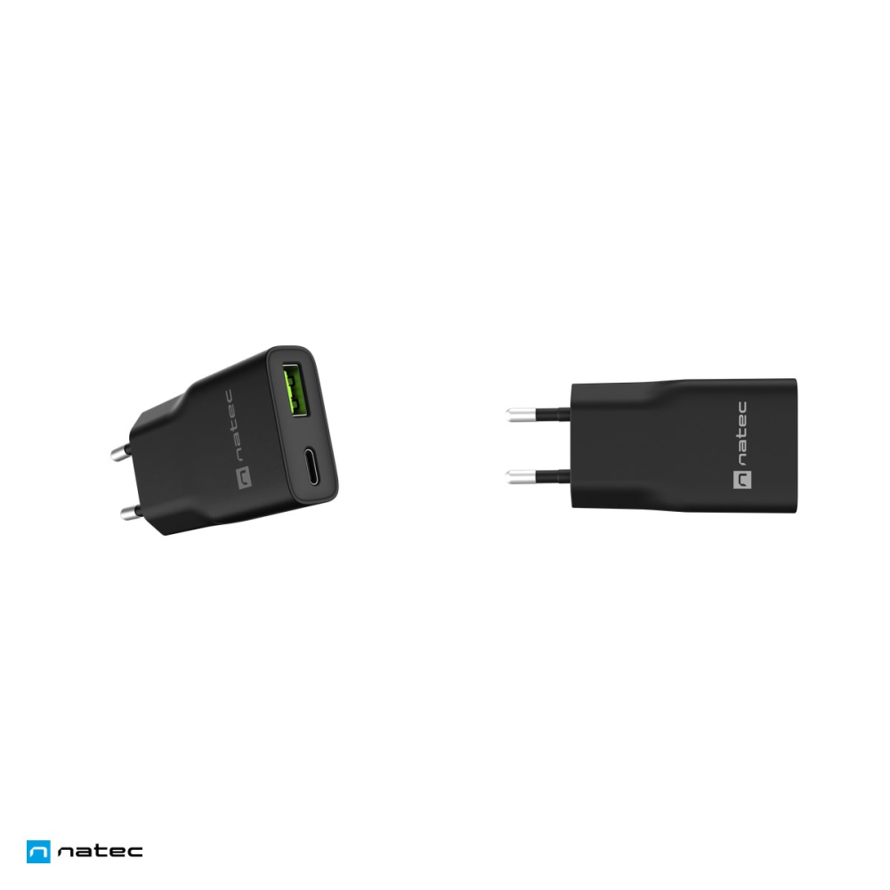 Incarcator de retea Natec Ribera GaN Slim, 1 x USB-A si 1 x USB-C, 20 W, Power Delivery si PPS, Quick Charge, 2 dispozitive simultan, negru, NUC-2377 [5]