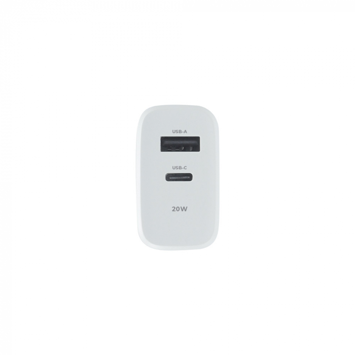 Incarcator dual cu port USB-C si USB-A la priza Euro, Quick Charge+, PD 20W, 3A, Maxlife, 100-240V, alb [2]