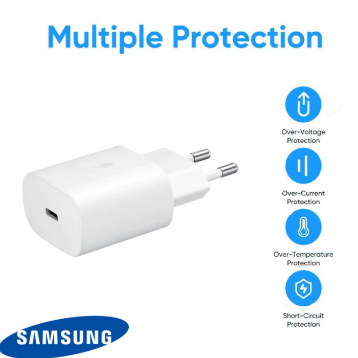Incarcator la retea cu port USB tip C, Samsung EP-TA800EWE Super Fast Charging, 5V 3A, maxim 25W, alb [6]
