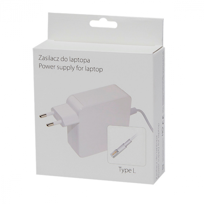 Incarcator laptop Magsafe 1 tip L, pentru MacBook, Blow 12475, 16.5V/3.65A/60W, lungime cablu de 1.7m, alb [5]