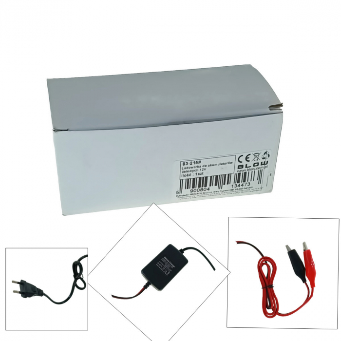 Incarcator pentru baterii cu gel si acid de 12V, conectare la priza retea, KF-K121500, 13447, negru cu rosu [3]